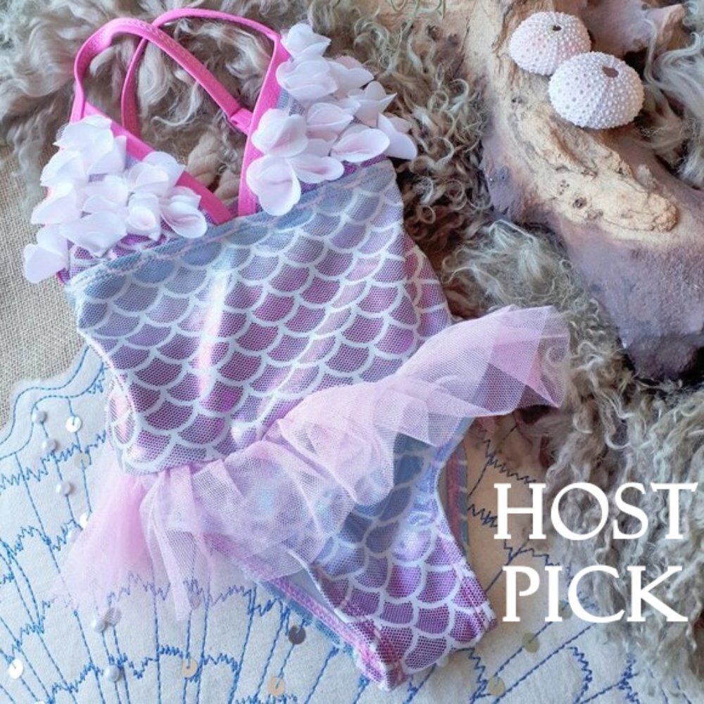 NWT Floatimini Mermaid Petal pink & blue ruffle one piece swimsuit